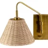 Sconces>Kirklands Home Gold and Rattan Wall Sconce