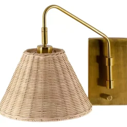 Sconces>Kirklands Home Gold and Rattan Wall Sconce