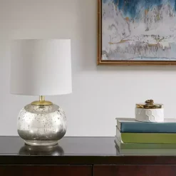 Kirklands Home Gold and Silver Mercury Glass Table Lamp White Discount