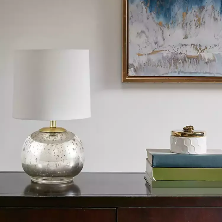Kirklands Home Gold and Silver Mercury Glass Table Lamp White Discount