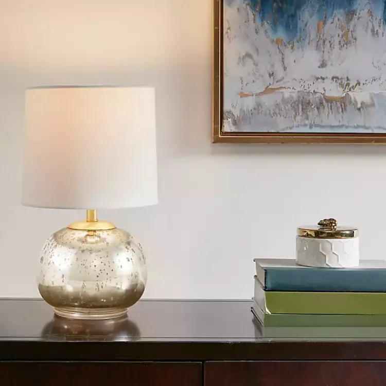 Kirklands Home Gold and Silver Mercury Glass Table Lamp White Discount