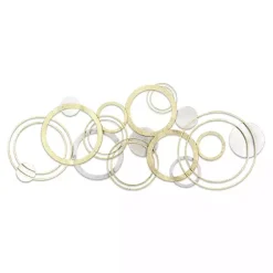 Kirklands Home Gold and Silver Metal Multi Ring Wall Plaque Hot