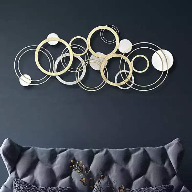 Kirklands Home Gold and Silver Metal Multi Ring Wall Plaque Hot