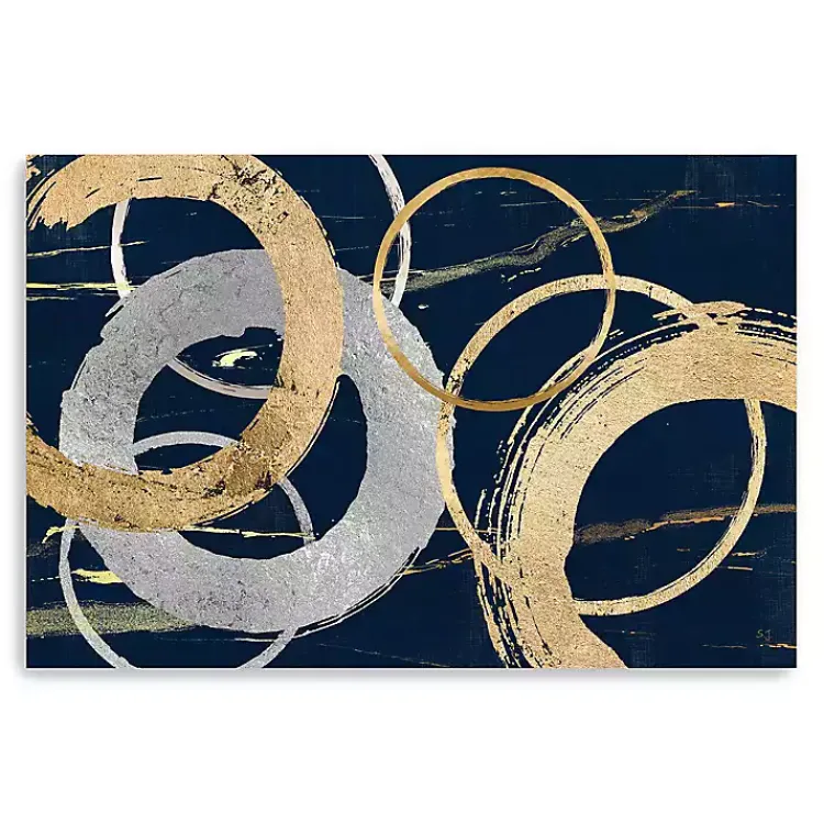 Kirklands Home Gold and Silver Rings Canvas Art Print, 48x32 in. New