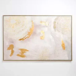Kirklands Home Gold and White Abstract Framed Canvas Art Print