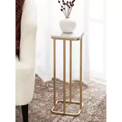 Kirklands Home and White Credele Accent Table Gold New