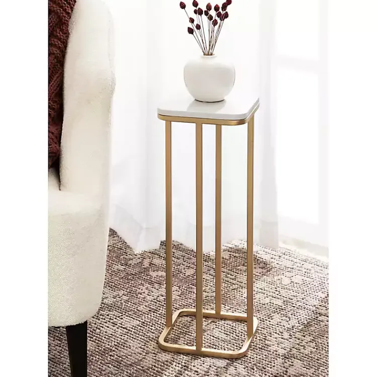 Kirklands Home and White Credele Accent Table Gold New