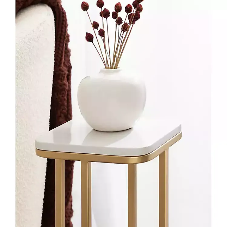 Kirklands Home and White Credele Accent Table Gold New