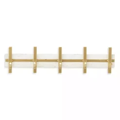 Kirklands Home Gold and White 5-Hook Coat Rack New