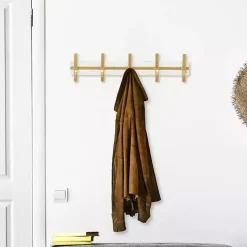 Kirklands Home Gold and White 5-Hook Coat Rack New