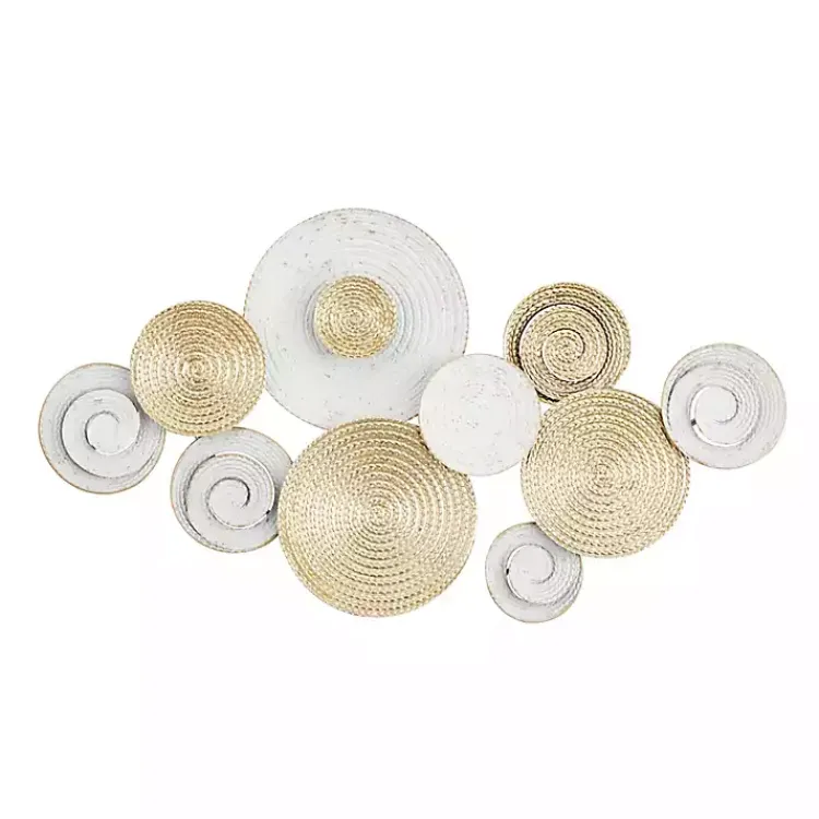 Kirklands Home Gold and White Round Layered Plates Wall Sculpture Sale