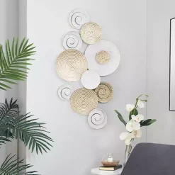 Kirklands Home Gold and White Round Layered Plates Wall Sculpture Sale
