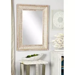 Kirklands Home Gold and White Washed Carved Frame Mirror Hot
