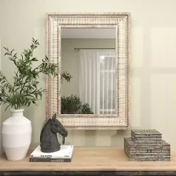 Kirklands Home Gold and White Washed Carved Frame Mirror Hot