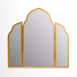 Kirklands Home Arched Trifold Wall Mirror Gold Outlet