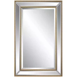 Kirklands Home Beaded Double Frame Beveled Wall Mirror Gold Outlet