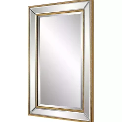 Kirklands Home Beaded Double Frame Beveled Wall Mirror Gold Outlet
