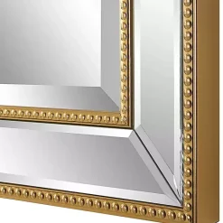 Kirklands Home Beaded Double Frame Beveled Wall Mirror Gold Outlet