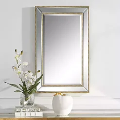 Kirklands Home Beaded Double Frame Beveled Wall Mirror Gold Outlet