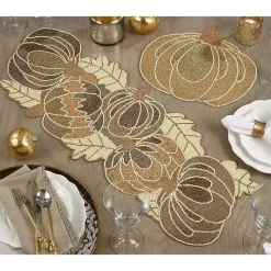 Kirklands Home Gold Beaded Pumpkin Harvest Table Runner Sale