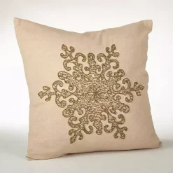 Christmas Pillows>Kirklands Home Gold Beaded Snowflake Down Throw Pillow