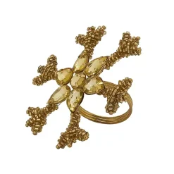 Kirklands Home Beaded Snowflake Napkin Rings, Set of 4 Gold Online