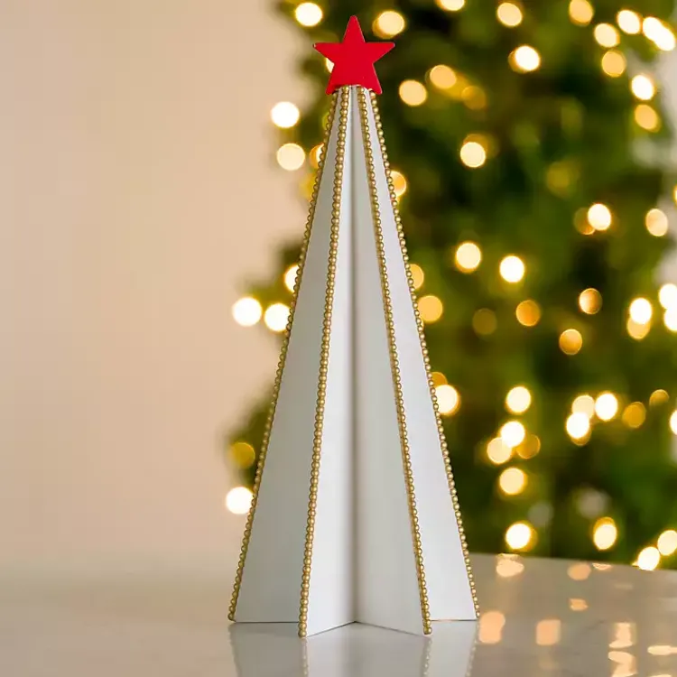 Christmas Decorations>Kirklands Home Gold Beaded Wood Christmas Tree, 19 in.