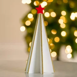 Christmas Decorations>Kirklands Home Gold Beaded Wood Christmas Tree, 13 in.