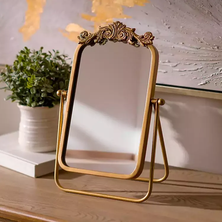 Kirklands Home Gold Bordeaux Scroll Tabletop Mirror Sale