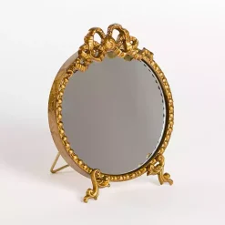 Kirklands Home Gold Bow Beaded Tabletop Mirror