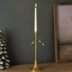Christmas Decorations>Kirklands Home Bow Taper Candle Holder, 14 in. Gold