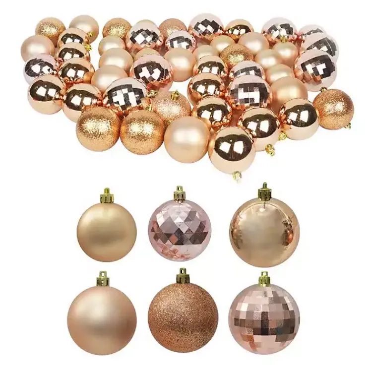 Christmas Ornaments>Kirklands Home Brown Shiny Matte Frosted 48-pc. Ornament Set Gold
