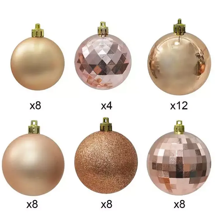Christmas Ornaments>Kirklands Home Brown Shiny Matte Frosted 48-pc. Ornament Set Gold