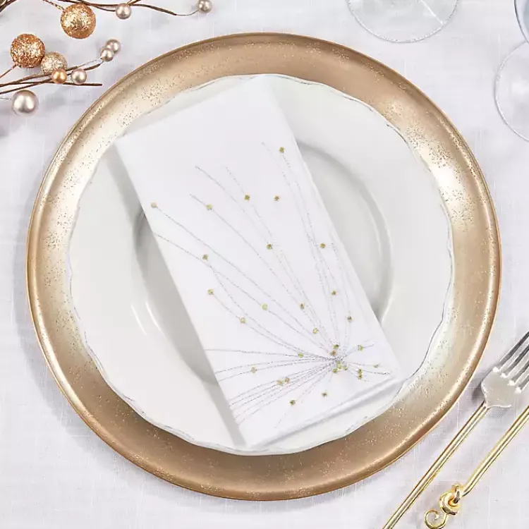 Kirklands Home Gold Cascading Firework Napkins, Set of 4 White Outlet
