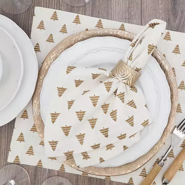 Christmas Dining & Entertaining>Kirklands Home Gold Christmas Tree Napkins, Set of 4