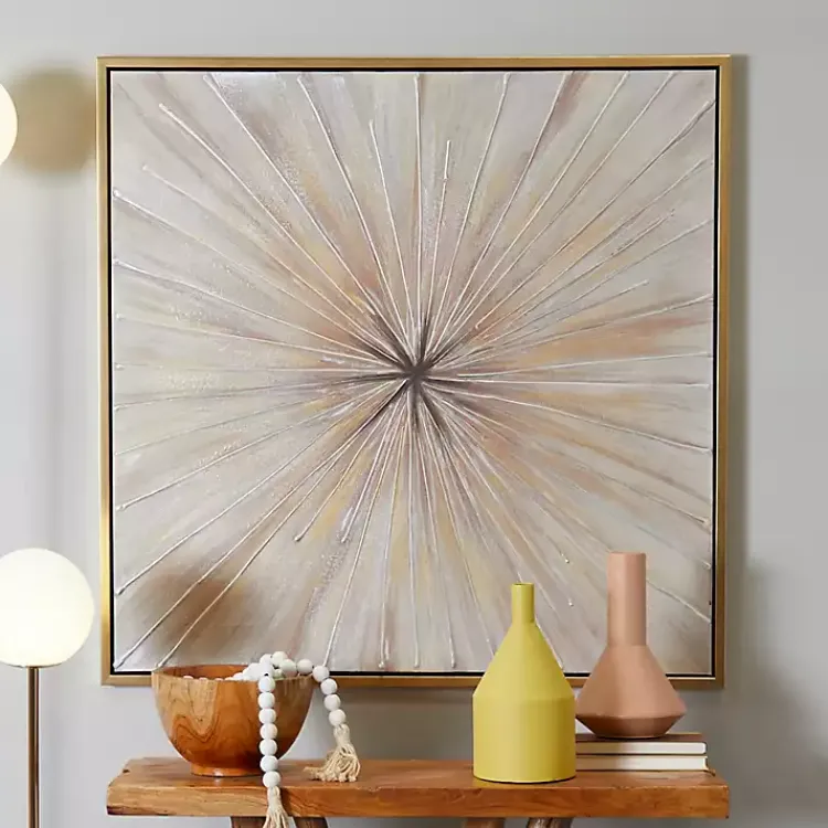 Kirklands Home Gold Contemporary Burst Framed Canvas Art Print Discount