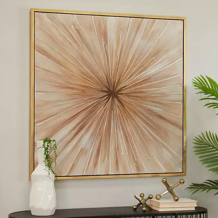 Kirklands Home Gold Contemporary Burst Framed Canvas Art Print Discount