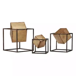 Statues & Figurines>Kirklands Home Cube Quad Sculptures, Set of 3 Gold