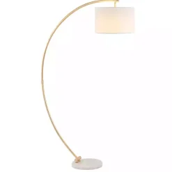 Kirklands Home Gold Curved Floor Lamp with Marble Base White Discount