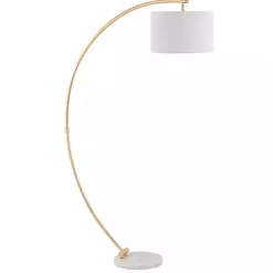 Kirklands Home Gold Curved Floor Lamp with Marble Base White Discount