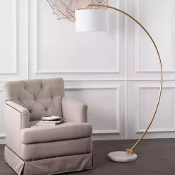 Kirklands Home Gold Curved Floor Lamp with Marble Base White Discount