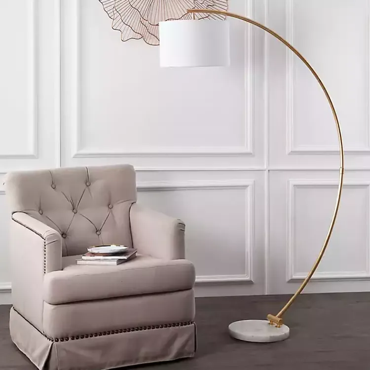 Kirklands Home Gold Curved Floor Lamp with Marble Base White Discount