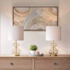 Kirklands Home Curved Glass Table Lamps, Set of 2 Gold Best