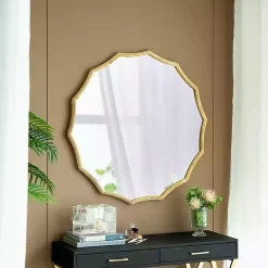 Kirklands Home Gold Curved Sunburst Wall Mirror Outlet