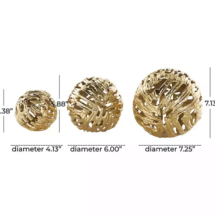 Bowl Filler>Kirklands Home Cut-Out Metal Orbs, Set of 3 Gold