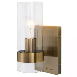 Kirklands Home Gold Cylinder Glass Shade Wall Sconce Hot