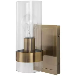 Kirklands Home Gold Cylinder Glass Shade Wall Sconce Hot