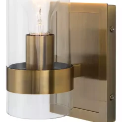Kirklands Home Gold Cylinder Glass Shade Wall Sconce Hot