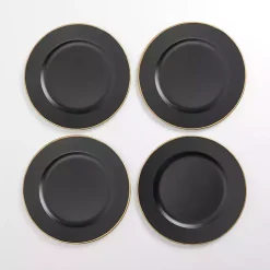 Kirklands Home Gold Edge Chargers, Set of 4 Black Discount
