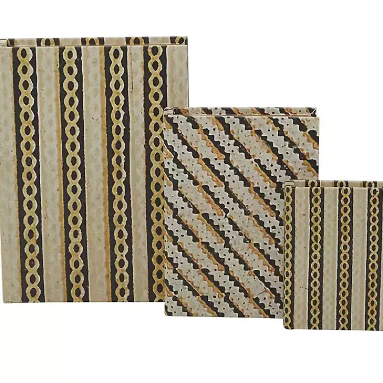 Baskets & Boxes>Kirklands Home Gold Faux Leather Chain Link Book Boxes, Set of 3